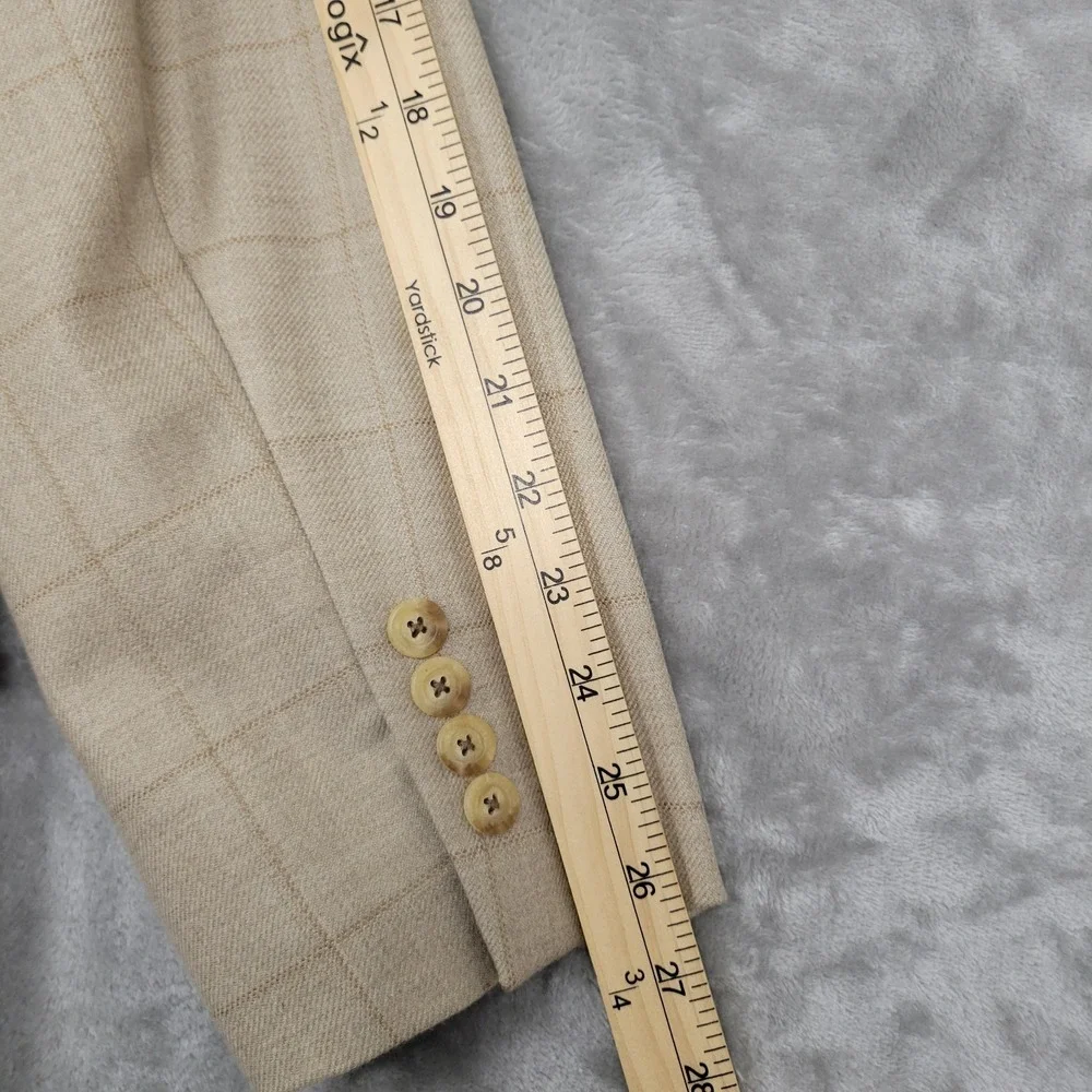 John W Nordstrom Loro Piana Men's 48L Tall 100% Cashmere Brown Windowpane Blazer